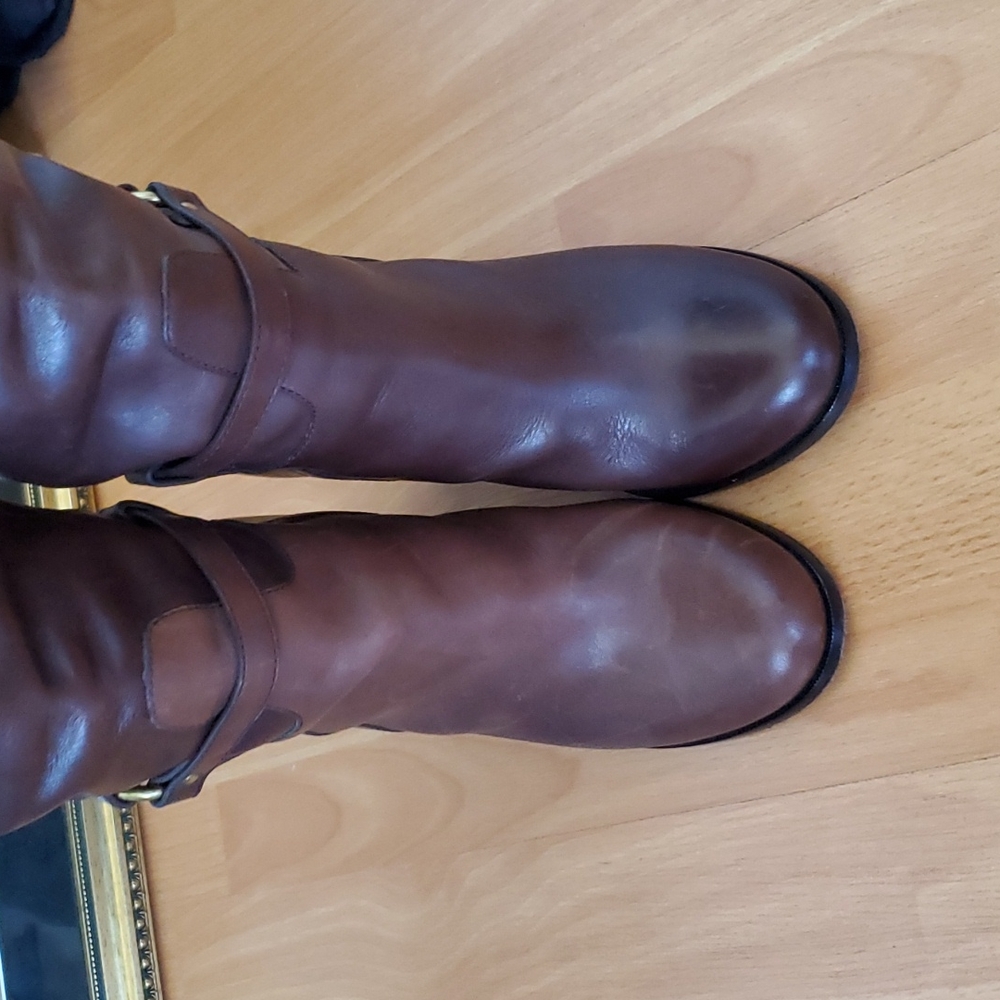 Coach Brown Leather Ellie Vachetta Riding Boots - Picture 5 of 10